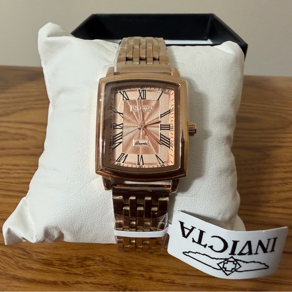 Invicta Rose Gold Rectangular Watch - Picture 1 of 8